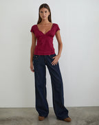 Women's Corset Top with V-Neckline in Burgundy for Everyday Wear