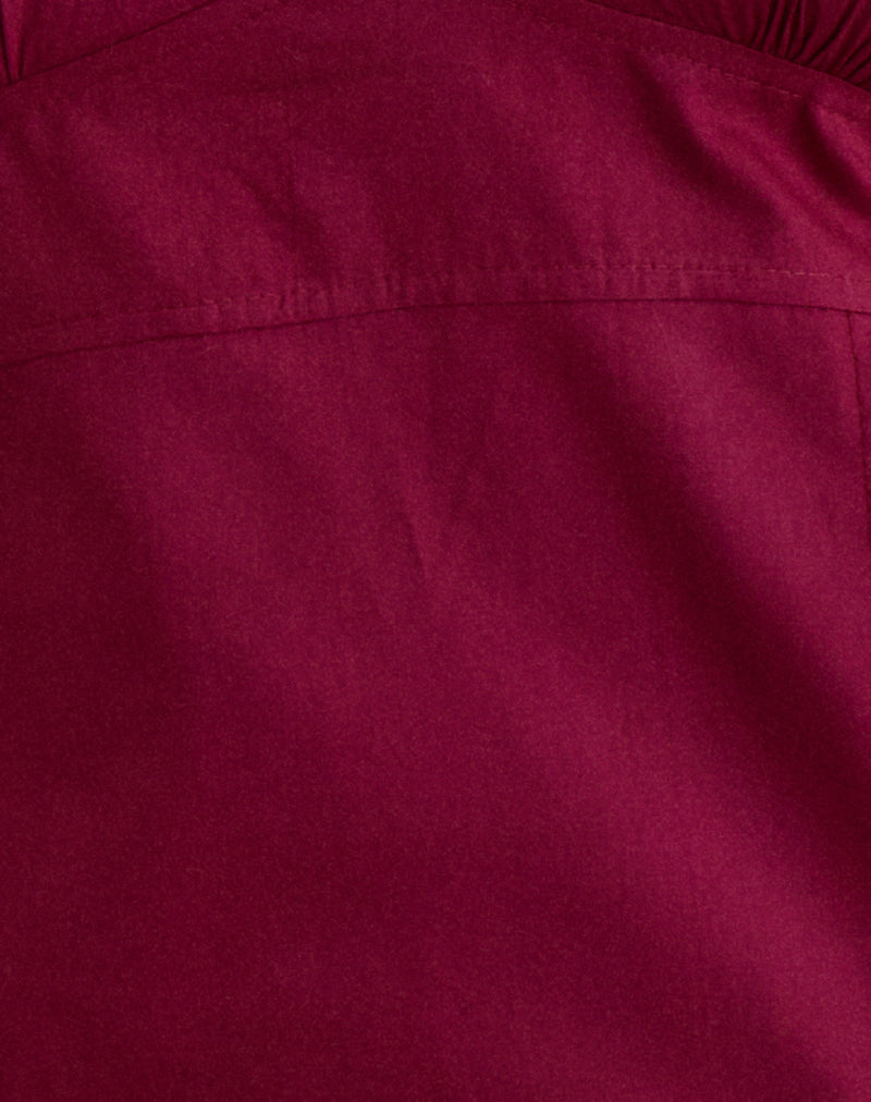Women's Corset Top with V-Neckline in Burgundy for Everyday Wear