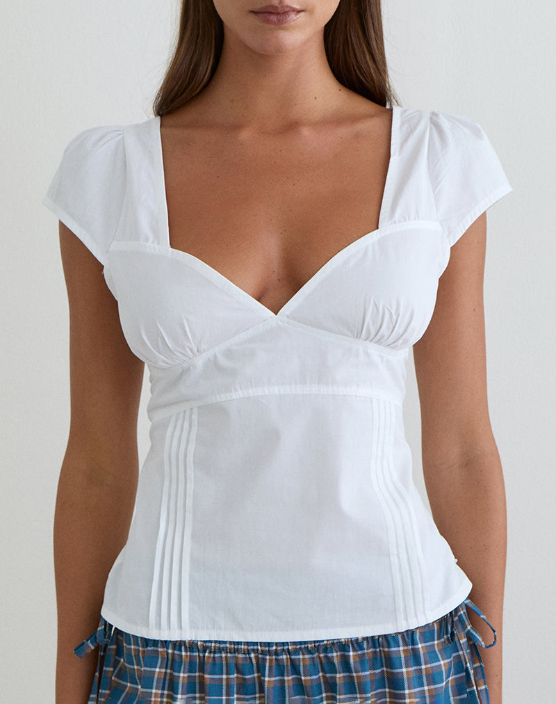Women's Shift Midi Dress with V-Neckline in White for Everyday Wear