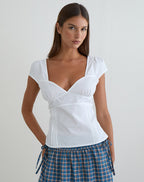 Women's Shift Midi Dress with V-Neckline in White for Everyday Wear
