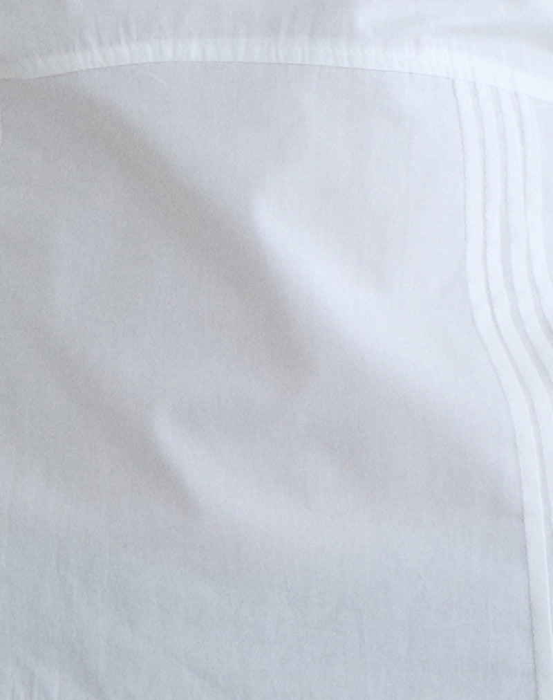 Women's Shift Midi Dress with V-Neckline in White for Everyday Wear