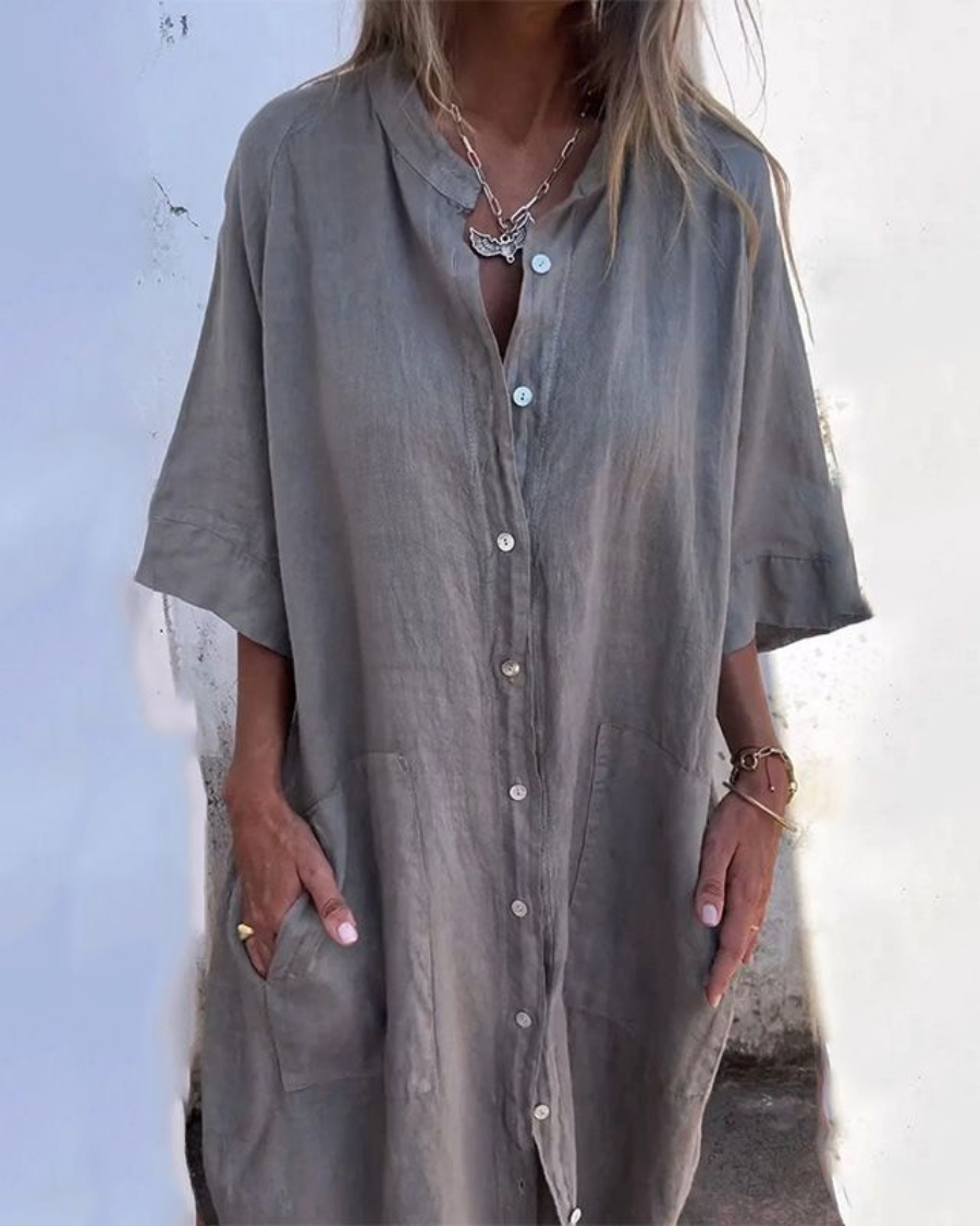 Sleeveless Boho Shirt Dress | Button-Front Detail