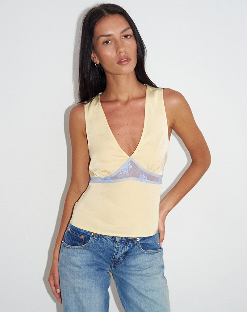 Women's Satin Fashion Top in Yellow for Everyday Wear