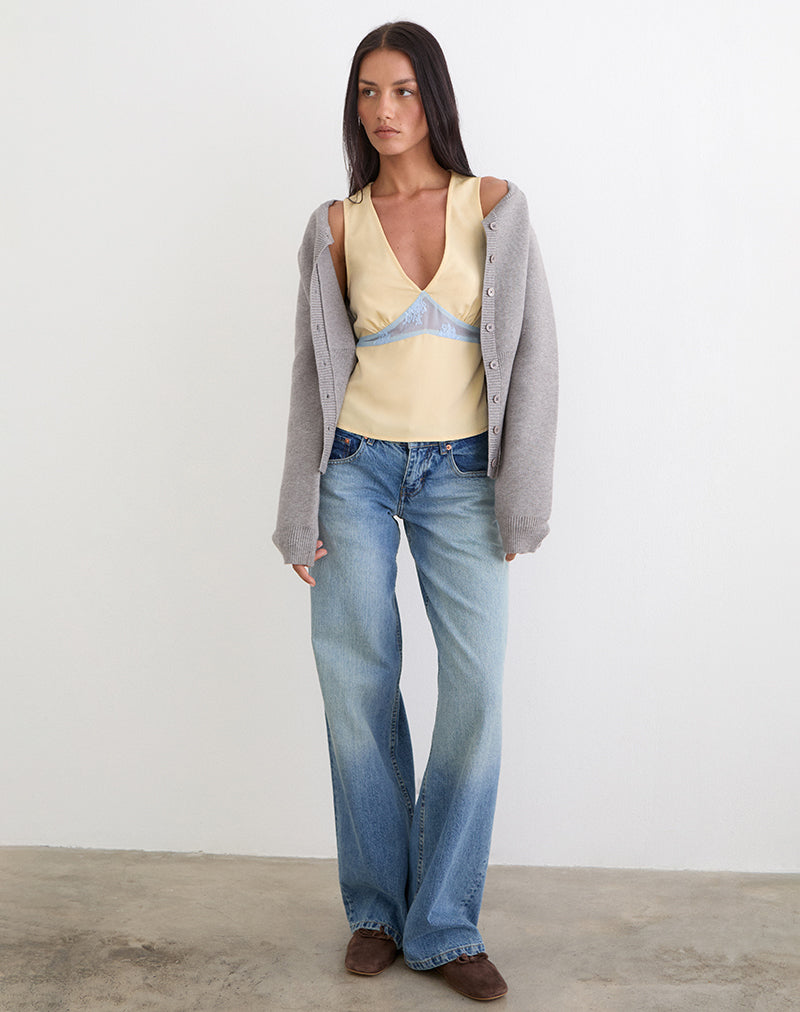 Women's Satin Fashion Top in Yellow for Everyday Wear