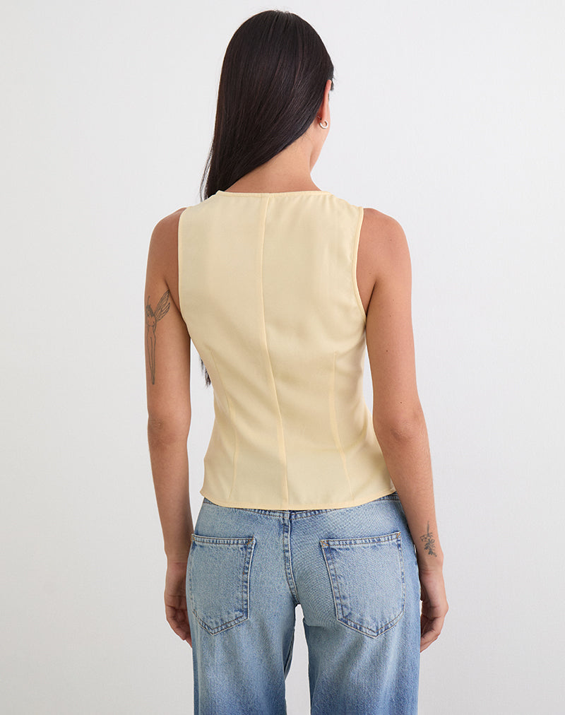 Women's Satin Fashion Top in Yellow for Everyday Wear