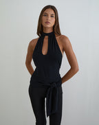 Women's Jersey Halterneck Top in Black for Everyday Wear