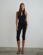 Women's Jersey Halterneck Top in Black for Everyday Wear