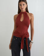 Women's Jersey Halterneck Top in Black for Everyday Wear