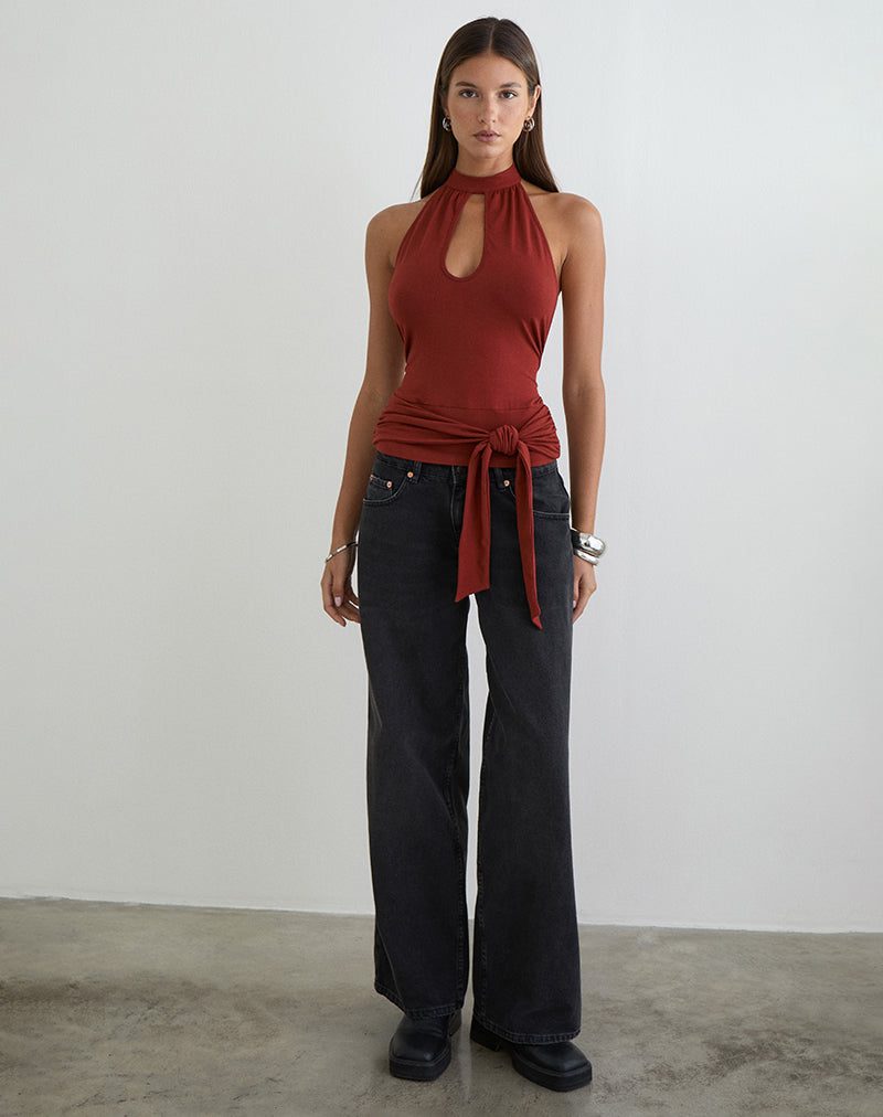 Women's Jersey Halterneck Top in Black for Everyday Wear
