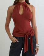 Women's Jersey Halterneck Top in Black for Everyday Wear