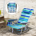 Versatile Portable Beach Chair with 5 Reclining Positions & Cup Holder | Lightweight Design for Ultimate Comfort