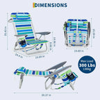 Versatile Portable Beach Chair with 5 Reclining Positions & Cup Holder | Lightweight Design for Ultimate Comfort