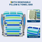 Versatile Portable Beach Chair with 5 Reclining Positions & Cup Holder | Lightweight Design for Ultimate Comfort