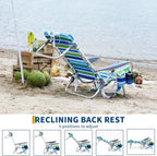 Versatile Portable Beach Chair with 5 Reclining Positions & Cup Holder | Lightweight Design for Ultimate Comfort