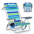 Versatile Portable Beach Chair with 5 Reclining Positions & Cup Holder | Lightweight Design for Ultimate Comfort