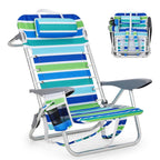 Versatile Portable Beach Chair with 5 Reclining Positions & Cup Holder | Lightweight Design for Ultimate Comfort
