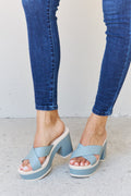 Women's Open-Toe Mule Sandals in Blue with Cushioned Sole for All-Day Comfort
