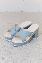 Women's Open-Toe Mule Sandals in Blue with Cushioned Sole for All-Day Comfort