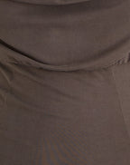 Women's Shift Midi Dress with Cowl Neckline in Brown for Everyday Wear