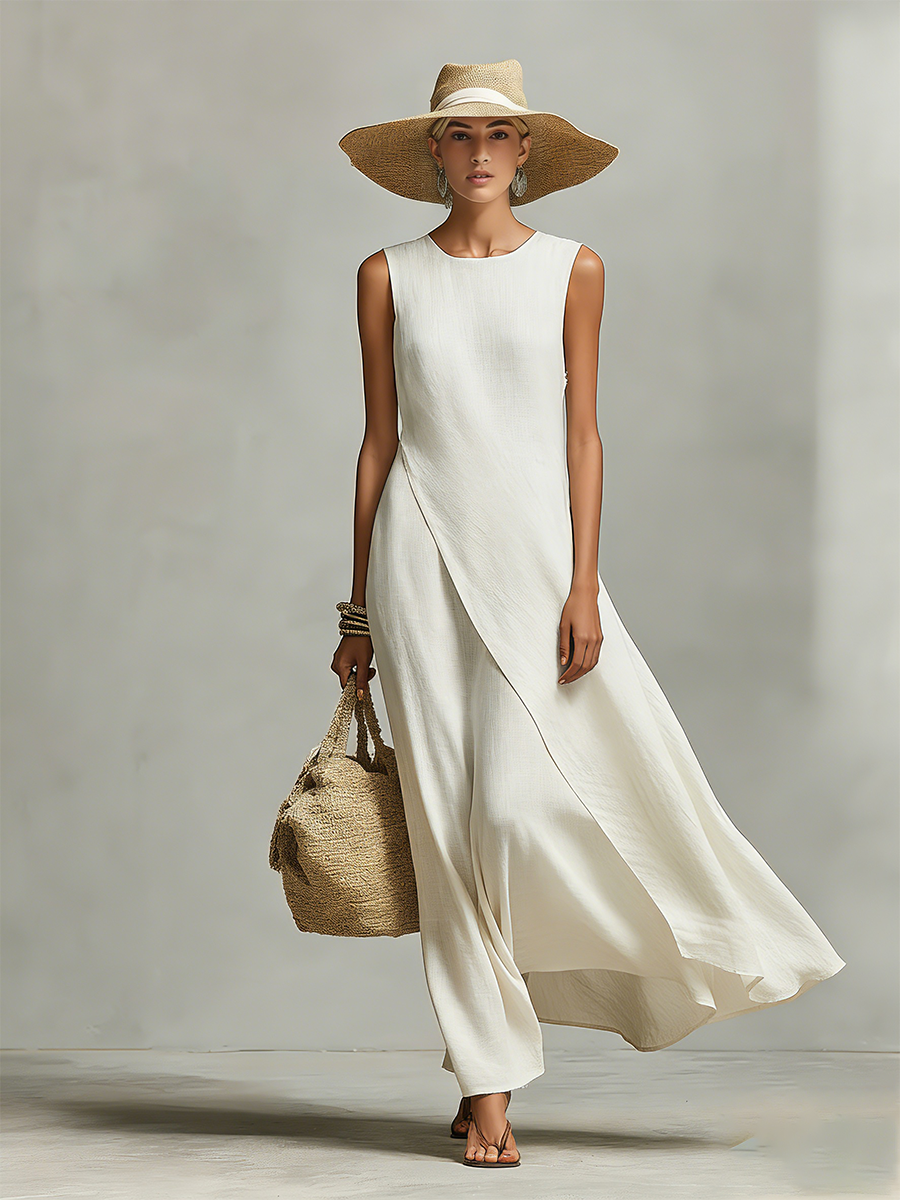 High-Low Linen-Blend Mini Dress for casual days out