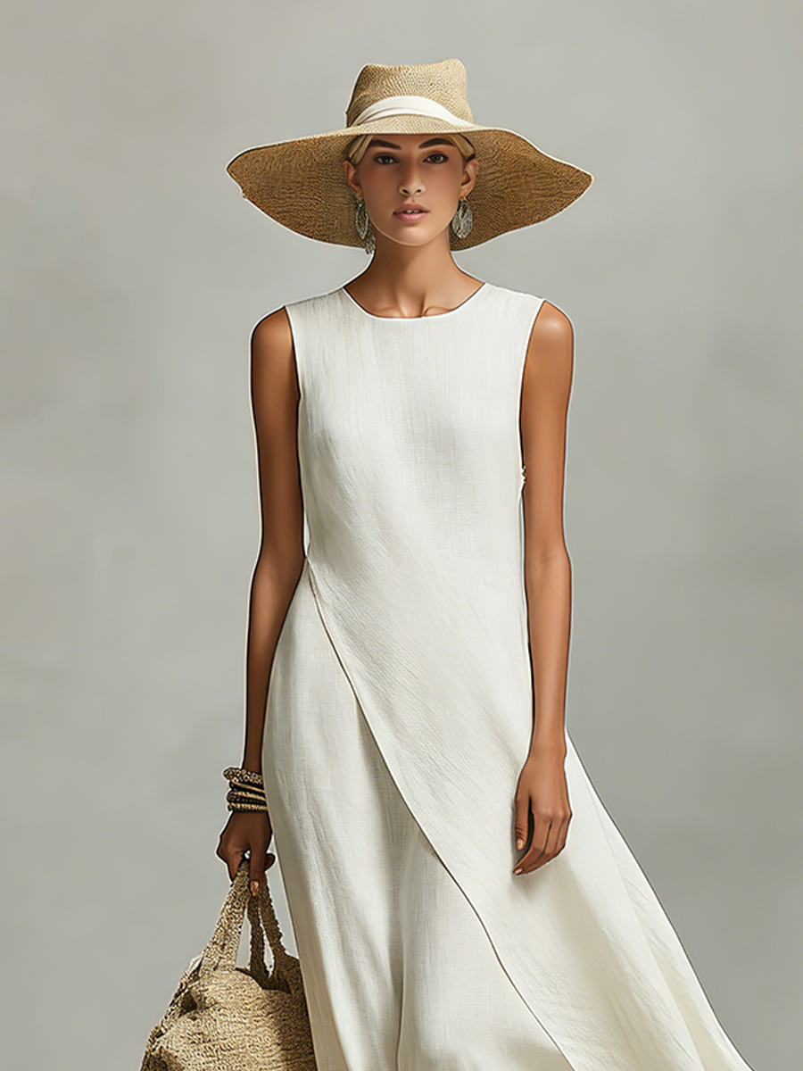 High-Low Linen-Blend Mini Dress for casual days out