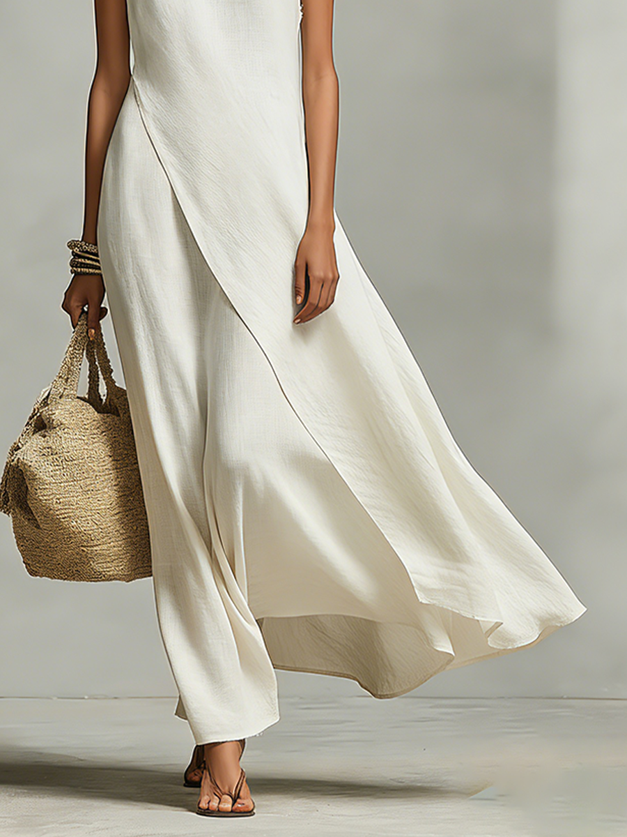 High-Low Linen-Blend Mini Dress for casual days out