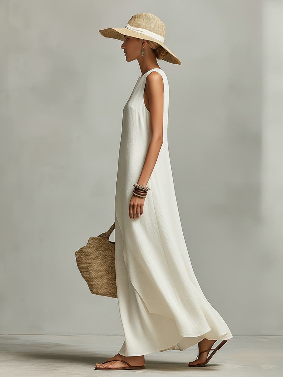 High-Low Linen-Blend Mini Dress for casual days out