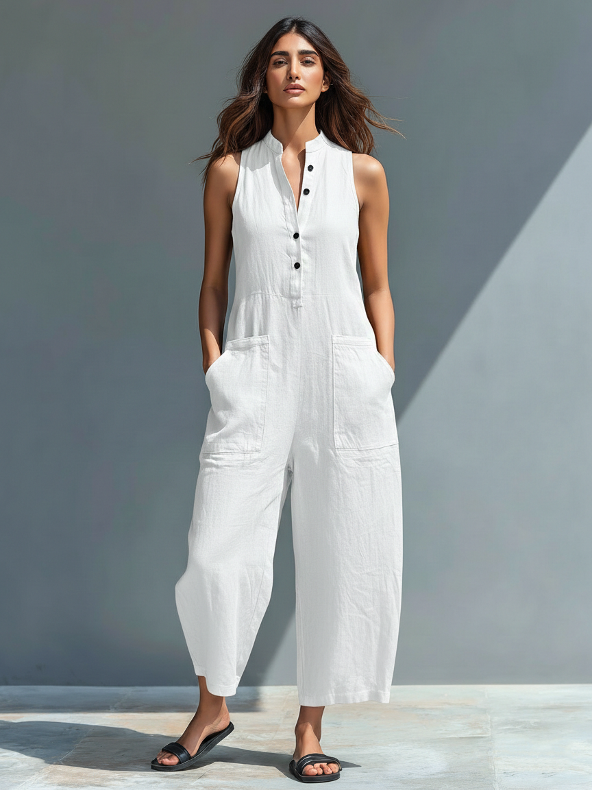 Women's Linen-Blend Jumpsuit | Relaxed & Everyday