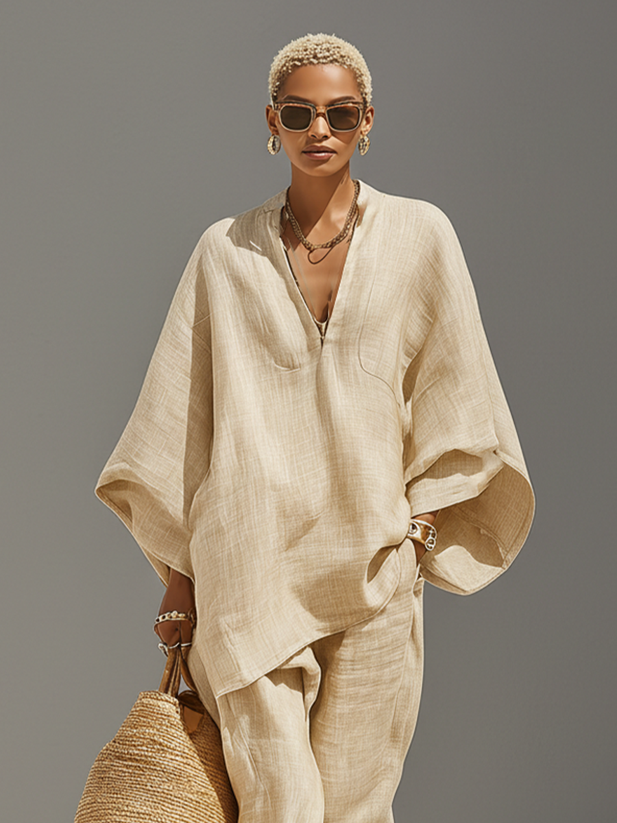 Sleeveless Linen-Blend Mini Dress | Asymmetric Cut