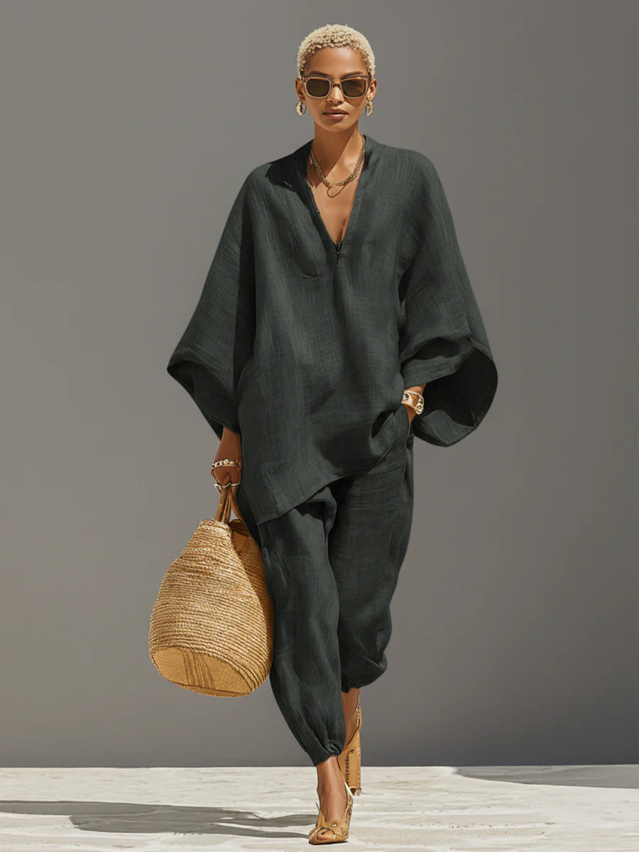 Sleeveless Linen-Blend Mini Dress | Asymmetric Cut