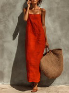 Square-Neck Boho Print Dress for festivals and outdoor days