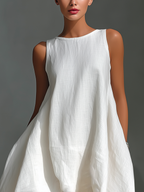 Versatile Linen Midi Dress | Asymmetric Fit