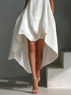 Versatile Linen Midi Dress | Asymmetric Fit