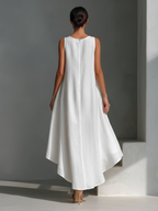 Versatile Linen Midi Dress | Asymmetric Fit
