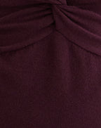 Women's Knit Shift Fitted Midi Dress with V-Neckline in Plum for Everyday Wear