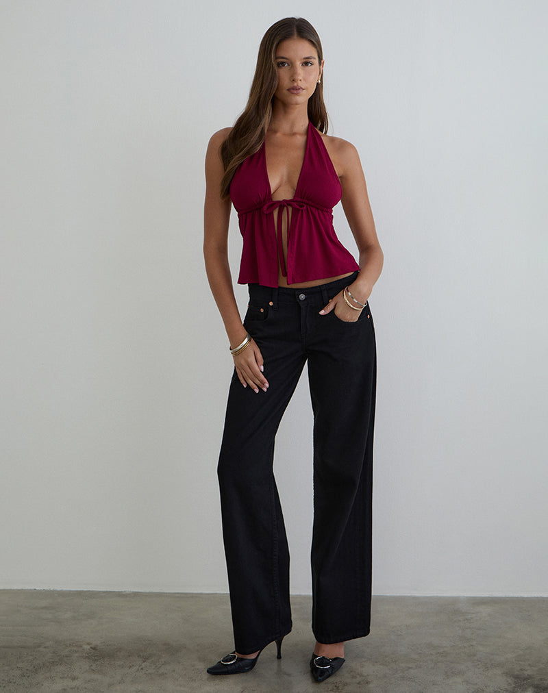 Women's Rayon Jersey Fashion Top in Burgundy for Everyday Wear