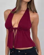 Women's Rayon Jersey Fashion Top in Burgundy for Everyday Wear
