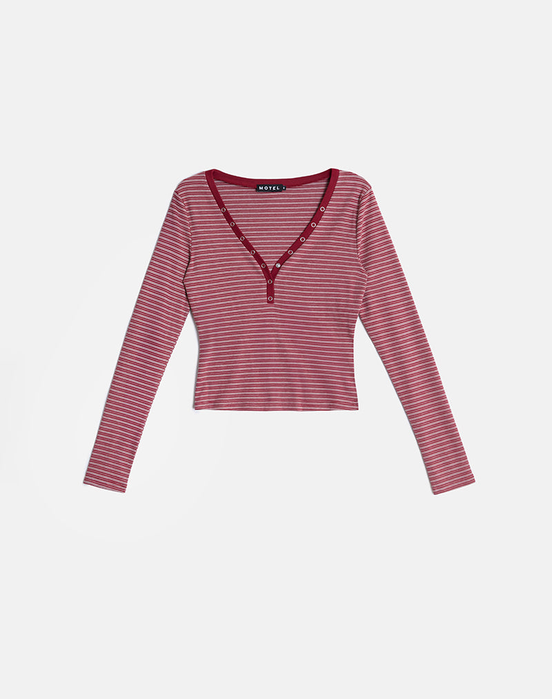 Women's Cotton Long Sleeve Bodycon Top with Scoop Neckline in Burgundy for Everyday Wear