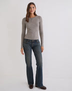 Women's Knit Long Sleeve Top in Grey for Everyday Wear