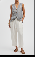 Women's Linen Shift Slim Midi Dress in Stripe for the Office