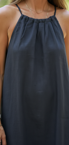 Women's Linen Halter Neck Relaxed Maxi Dress – Effortless Chic Summer Resort Casual Everyday Sundress